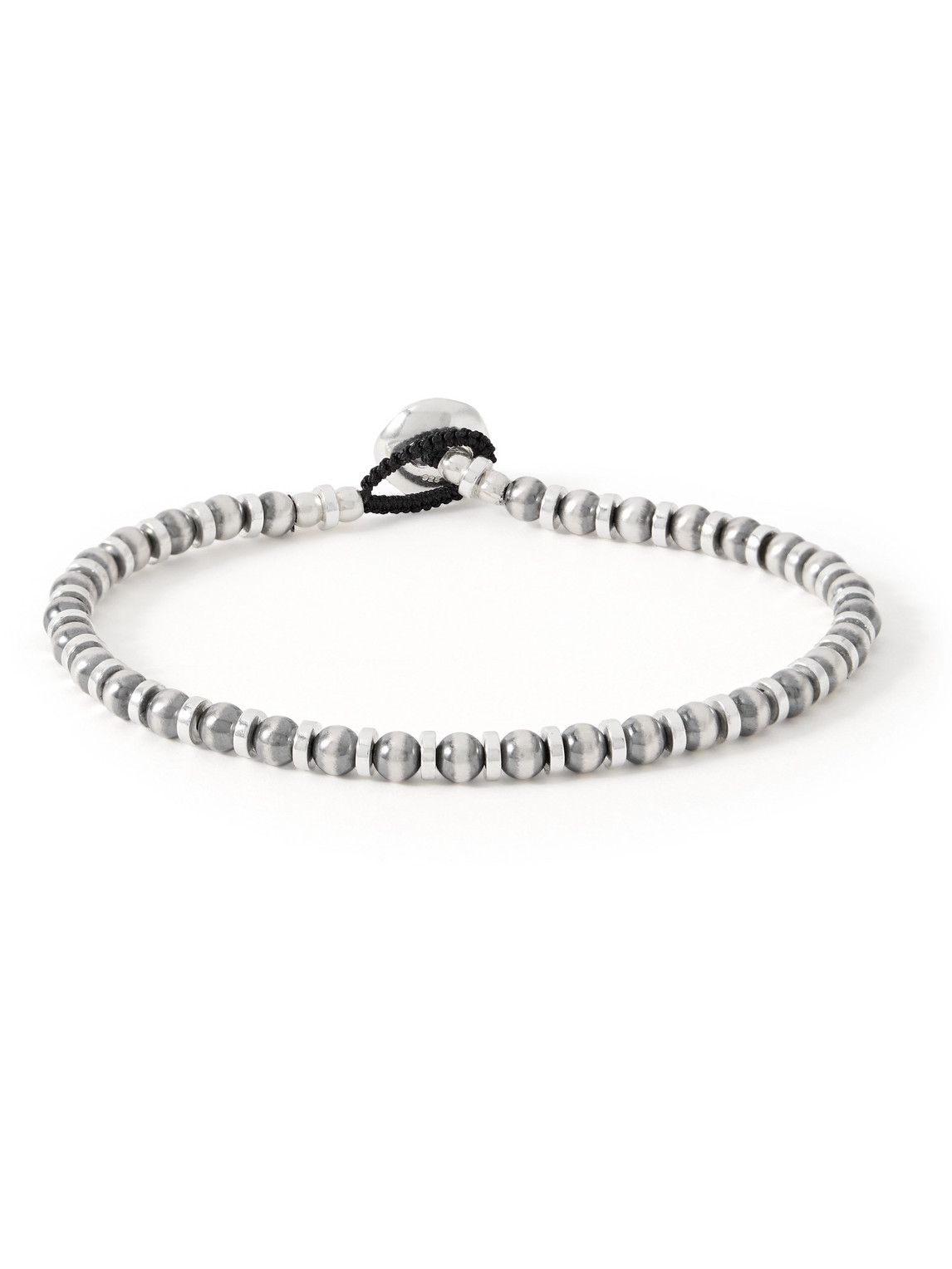 Mikia Silver Hematite Beaded Bracelet