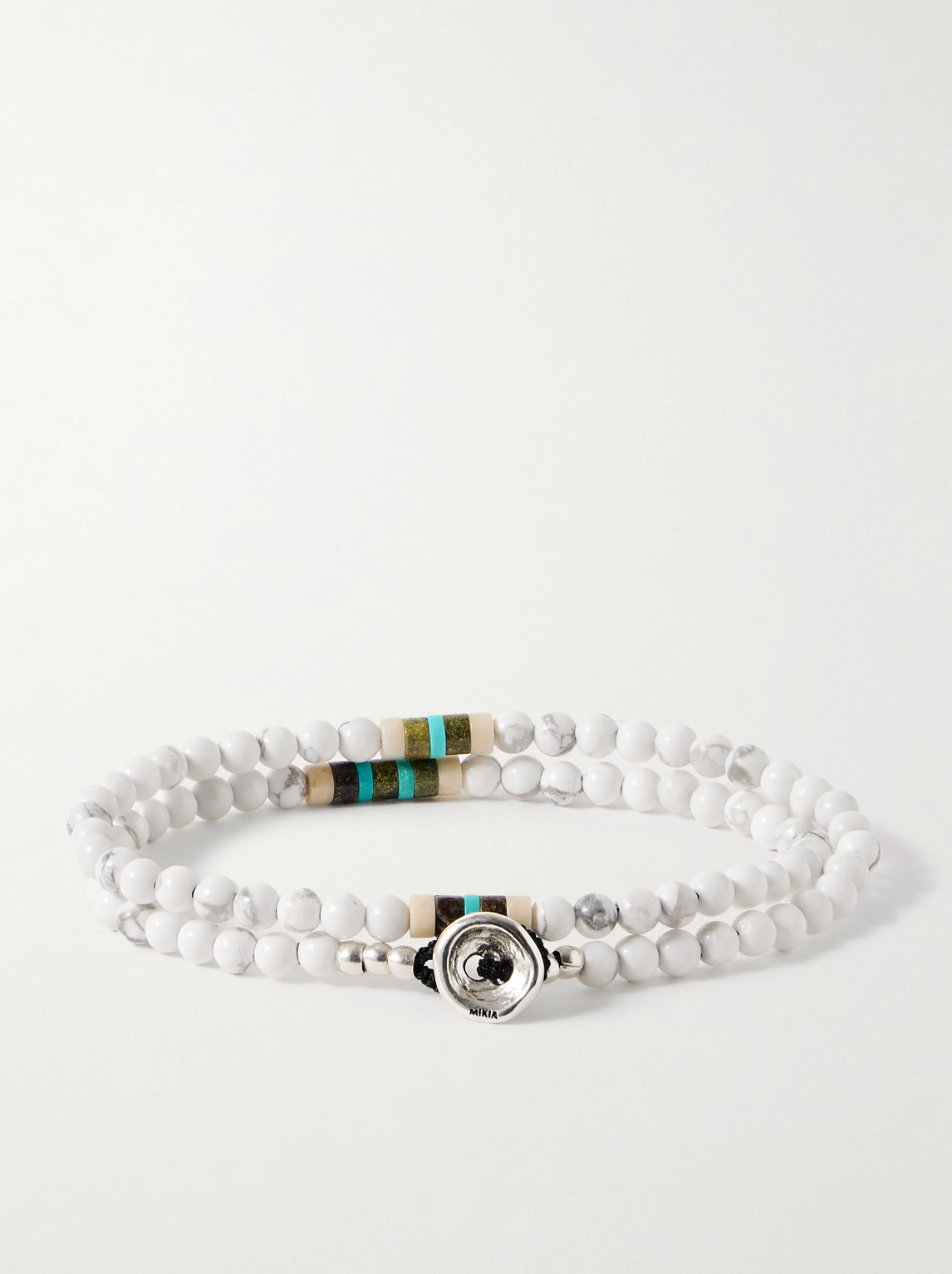 Shop Mikia Silver Multi-stone Beaded Wrap Bracelet In White