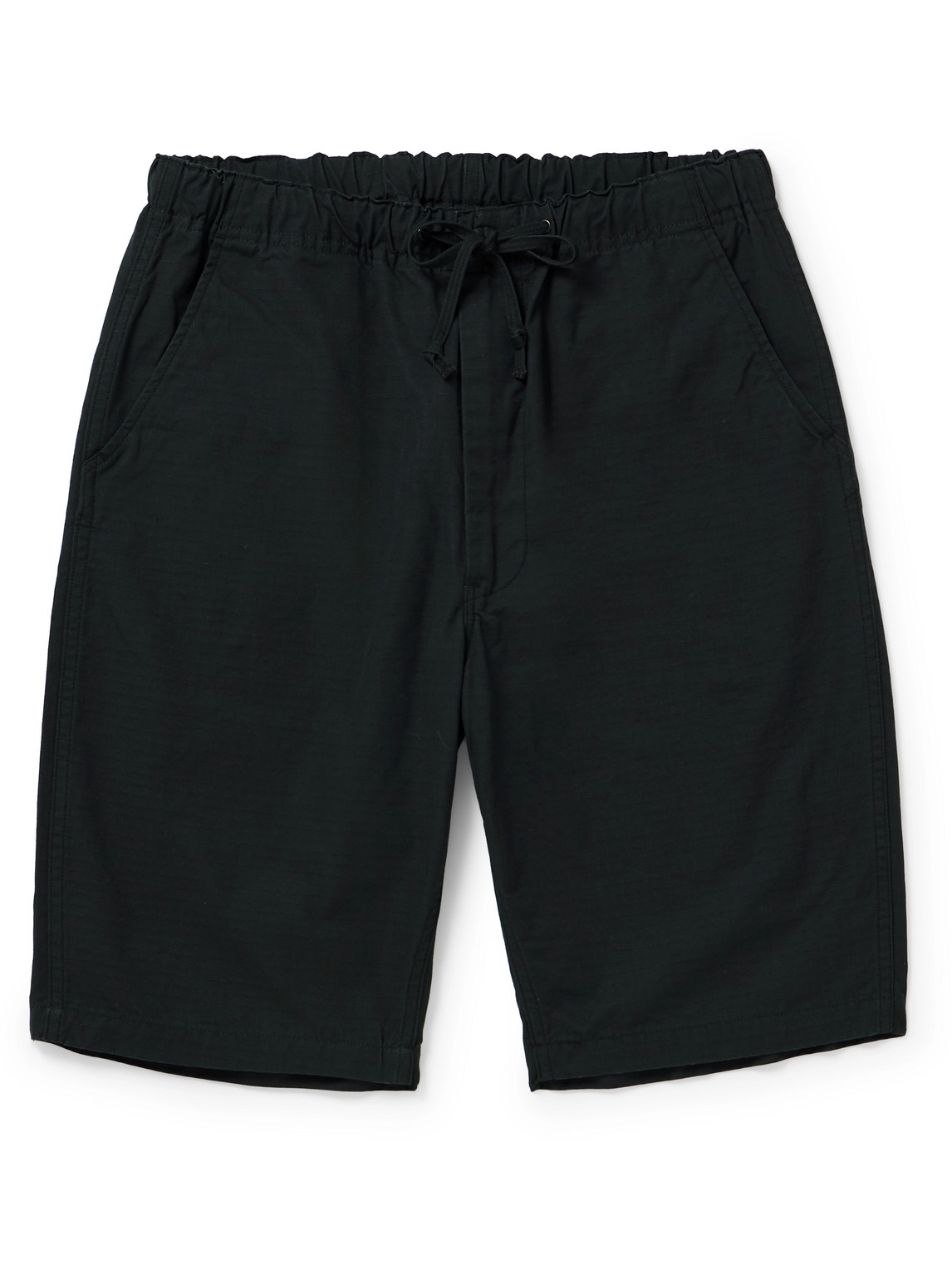 Orslow New Yorker Straight-leg Cotton-ripstop Drawstring Shorts In Black