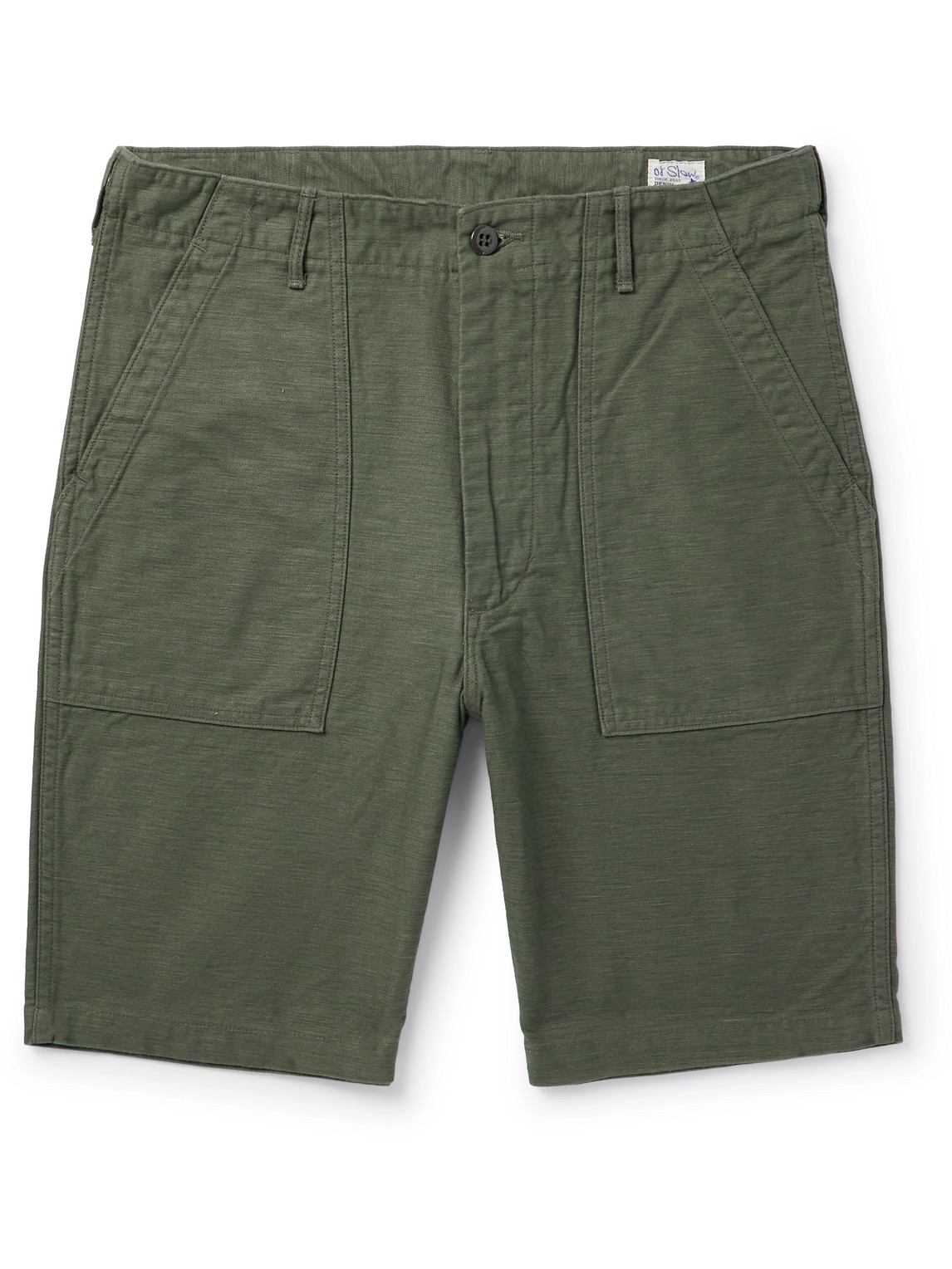 Orslow Slim-fit Straight-leg Cotton Cargo Shorts In Green