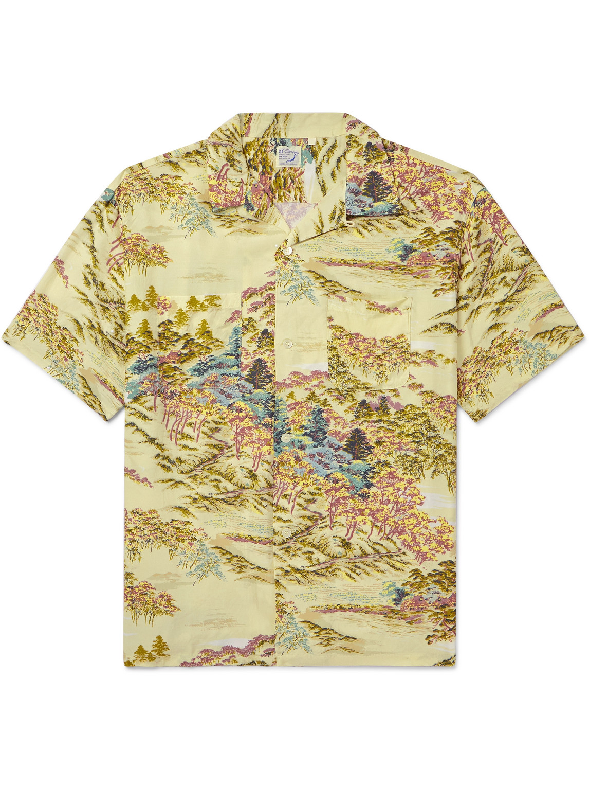 Convertible-Collar Printed Woven Shirt