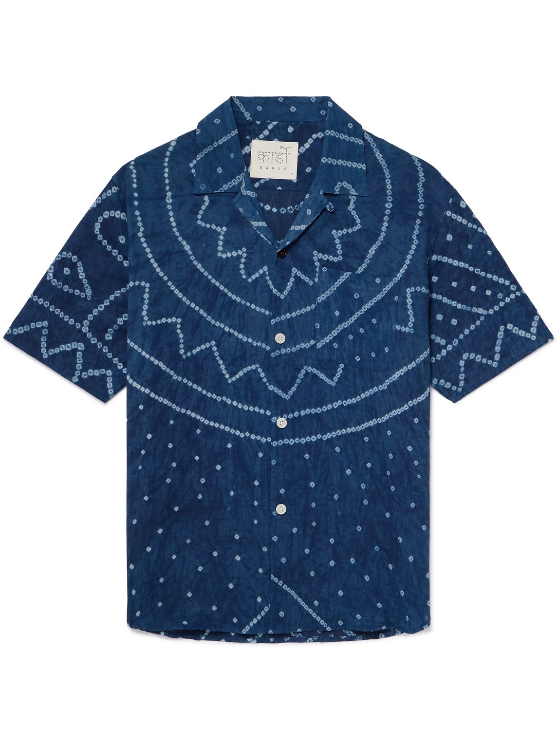Kardo Ronen Convertible-collar Garment-dyed Cotton Shirt In Blue