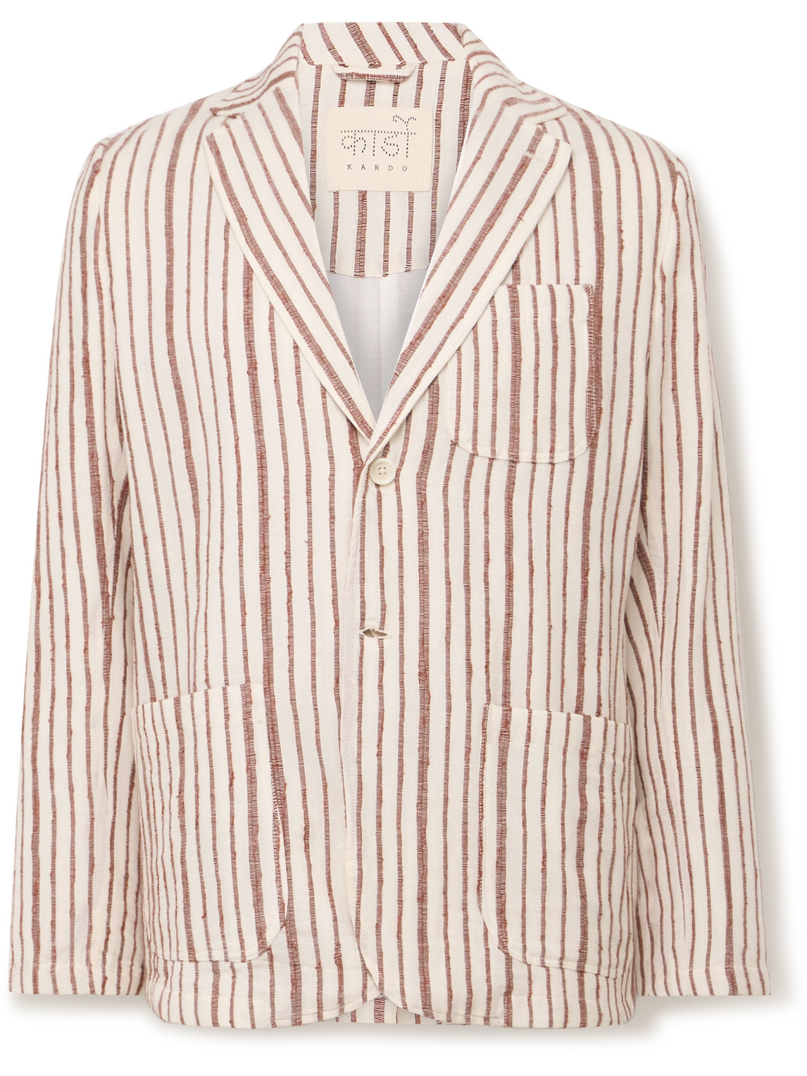 Kardo Hugh Embroidered Striped Cotton Suit Jacket In Neutrals