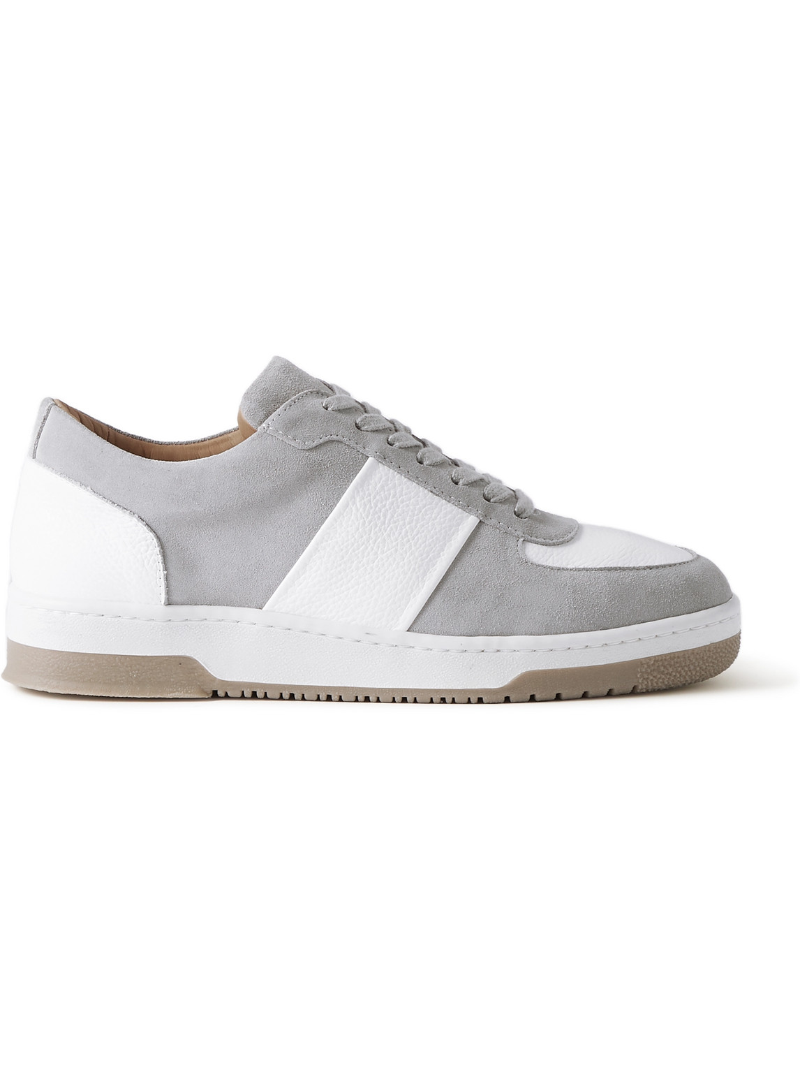 Mr P Atticus Suede And Full-grain Leather Trainers In Grey