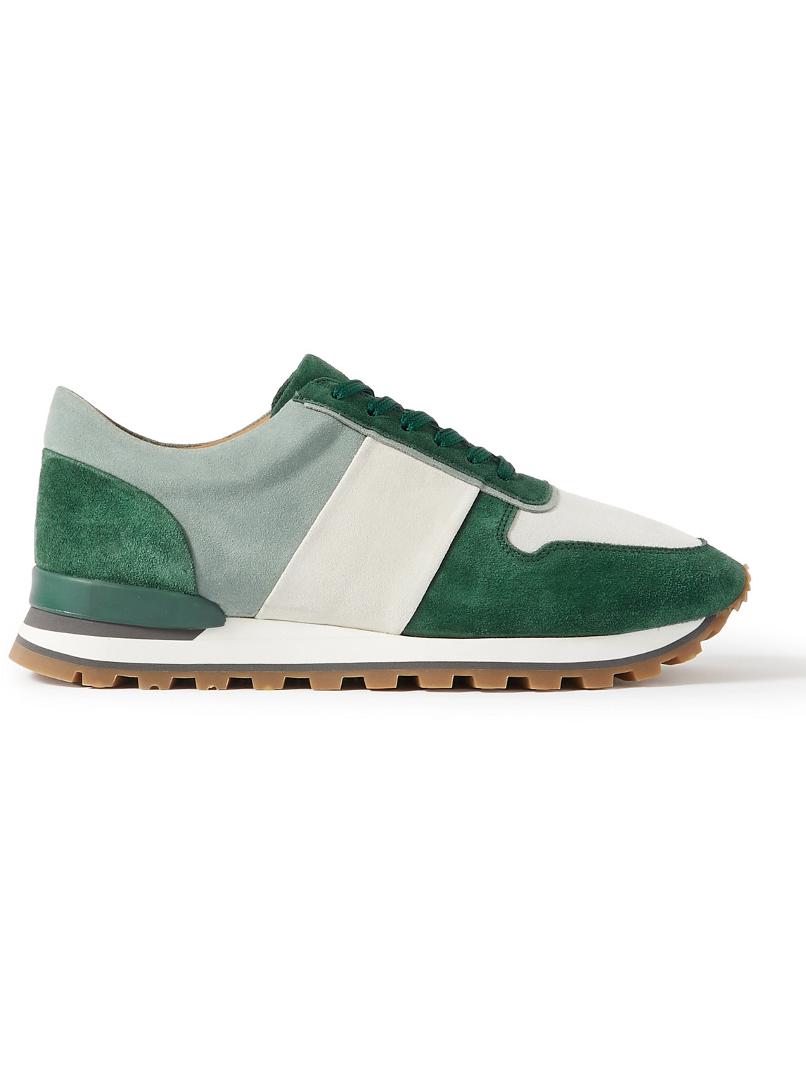 Mr P Carlos Panelled Suede Trainers In Green