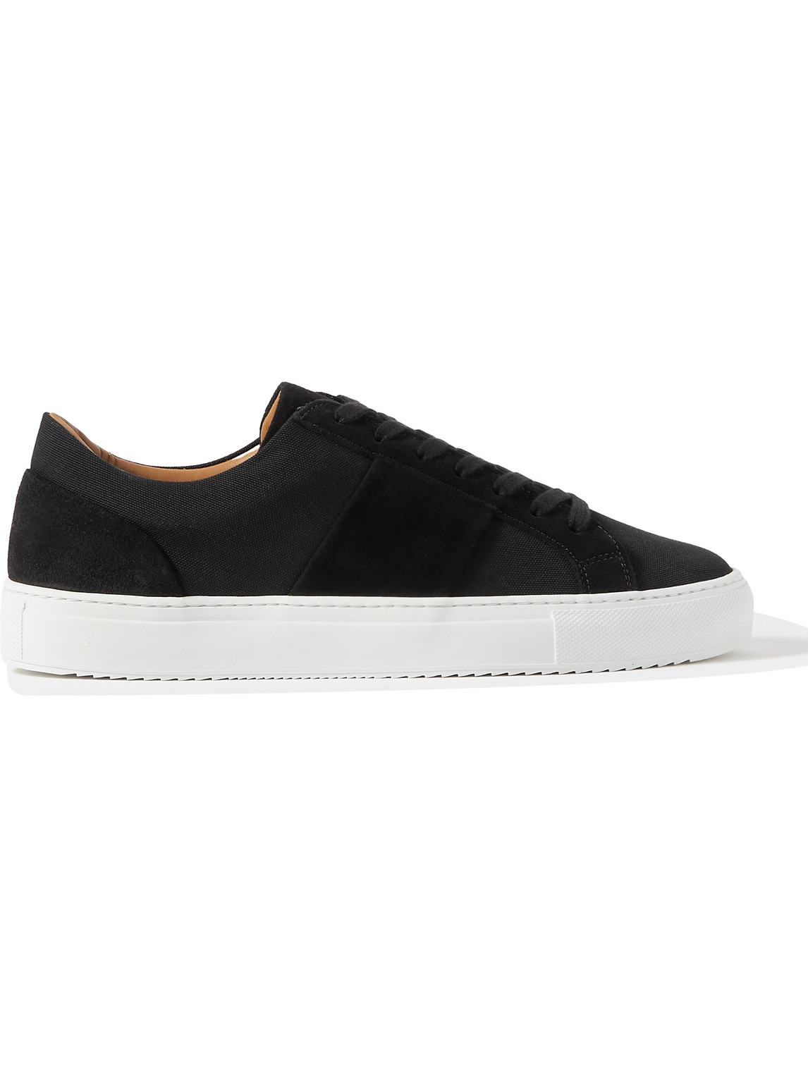 Mr P Alec Suede-trimmed Canvas Trainers In Black