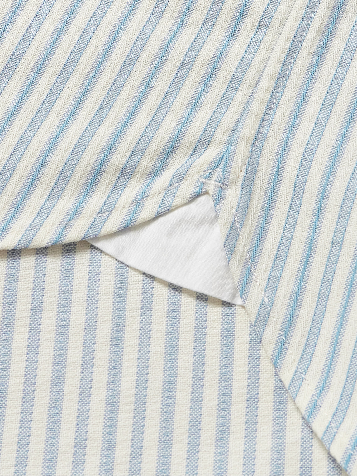 Shop Mr P Button-down Collar Striped Organic Cotton Oxford Shirt In Blue