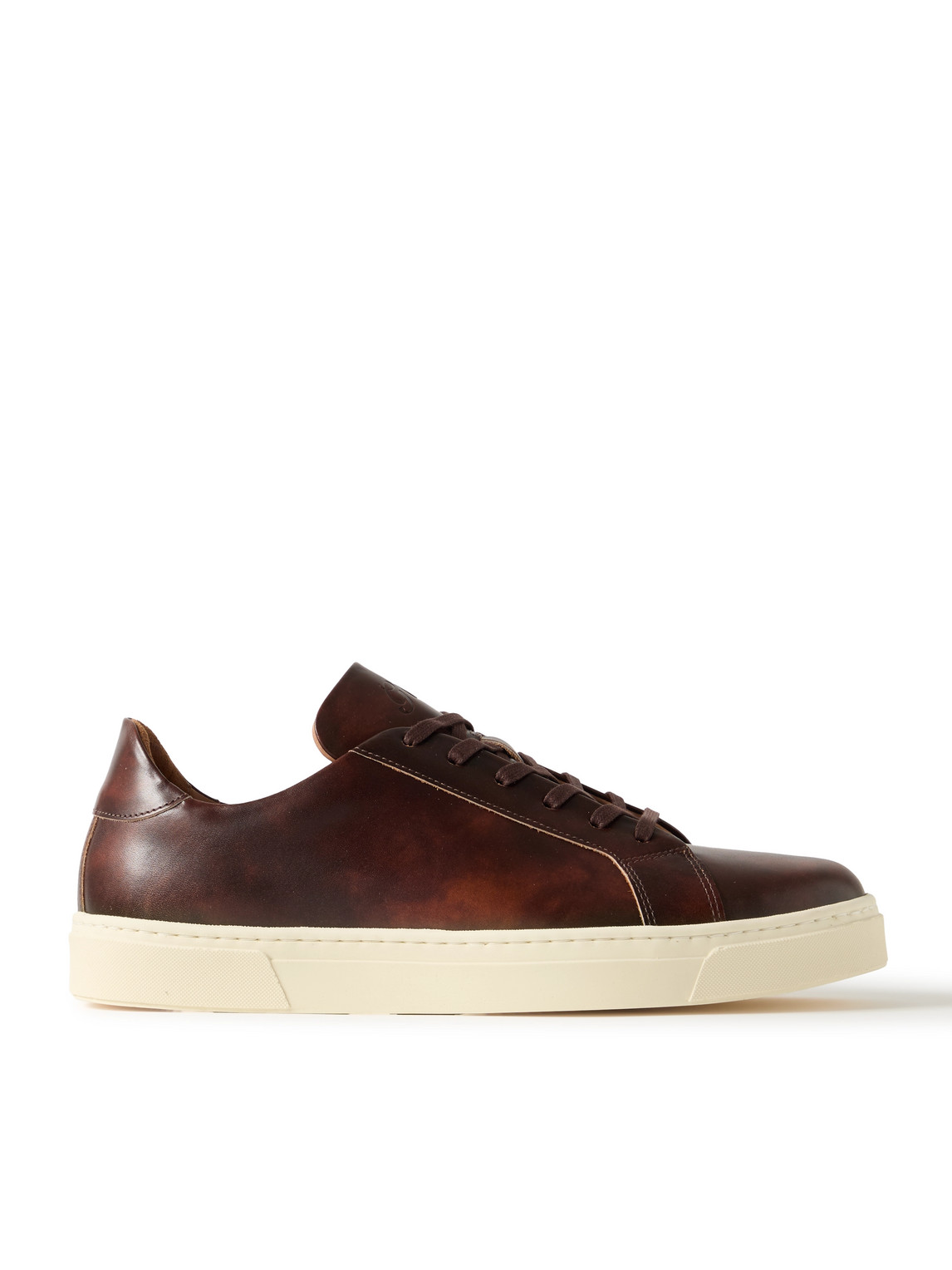 George Cleverley Jack Ii Burnished-leather Sneakers In Brown