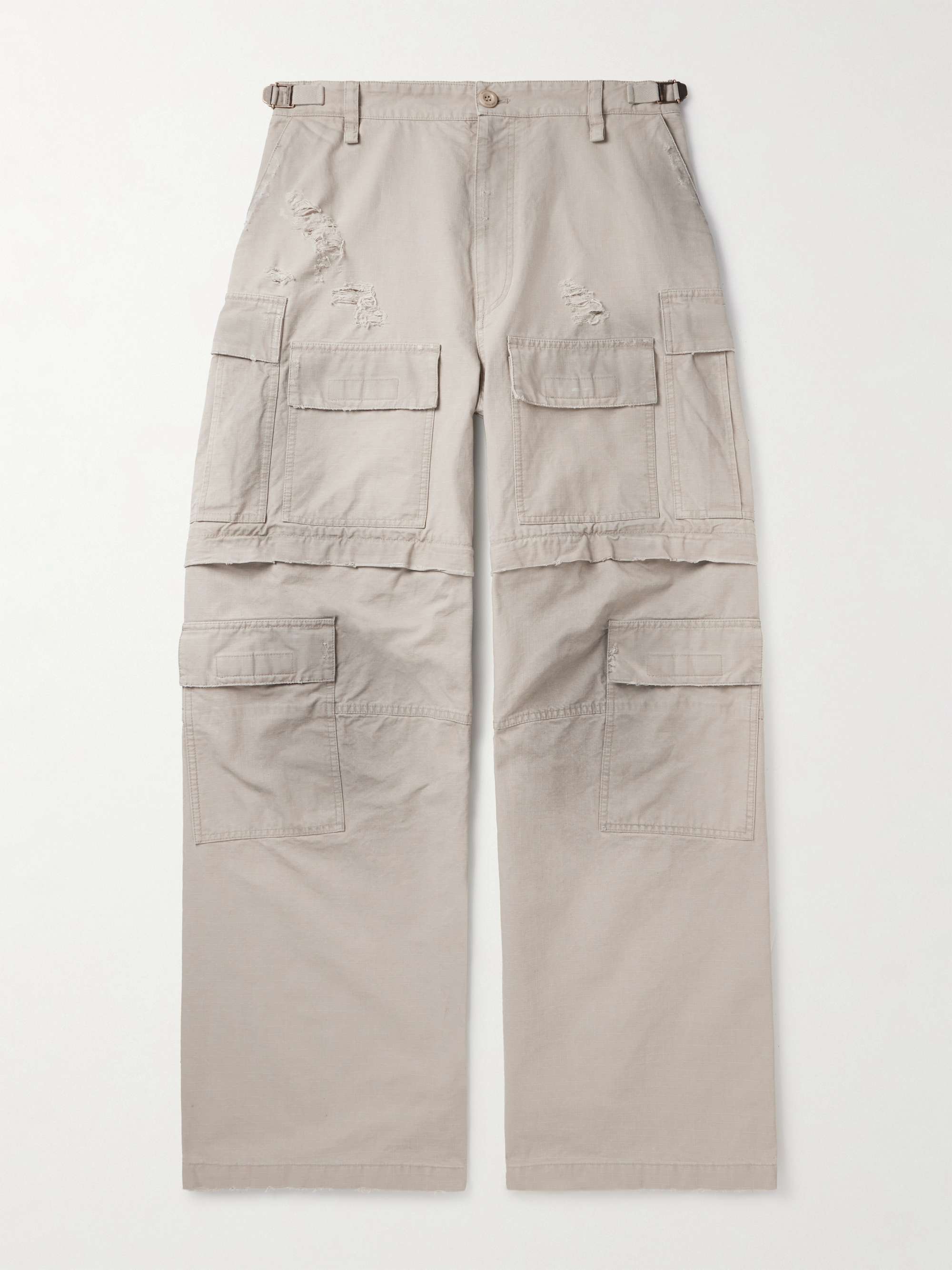 BALENCIAGA Convertible Distressed Cotton-Ripstop Cargo Trousers for Men |  MR PORTER