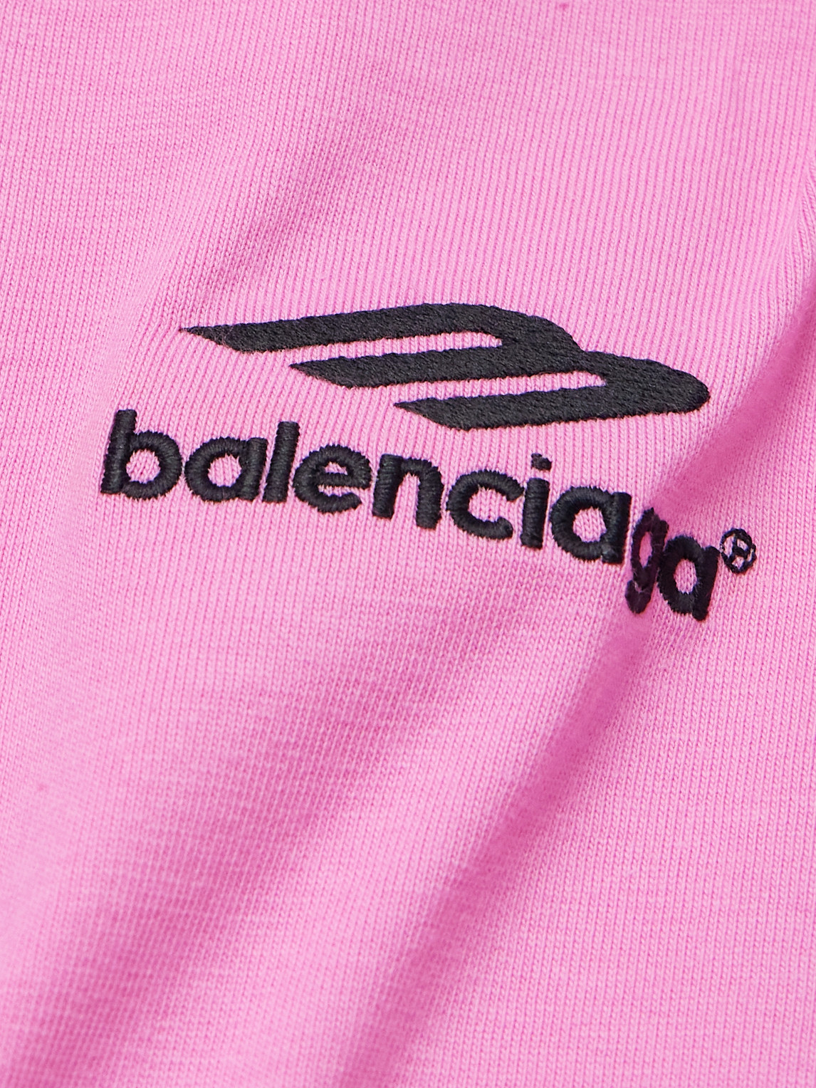 Shop Balenciaga Oversized Embroidered Logo-print Cotton-jersey T-shirt In Pink