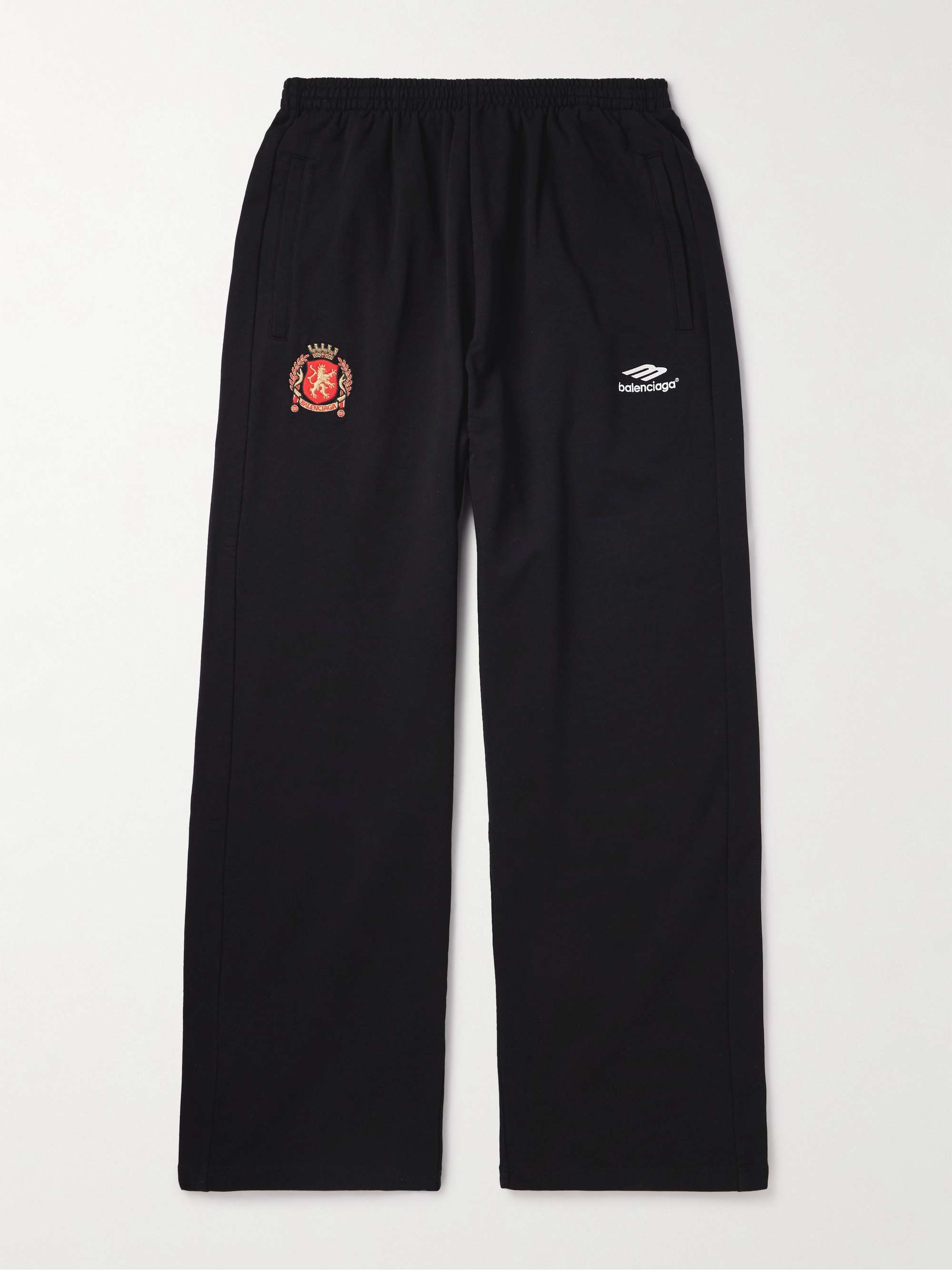 BALENCIAGA Wide-Leg Logo-Embroidered Cotton-Jersey Sweatpants for Men