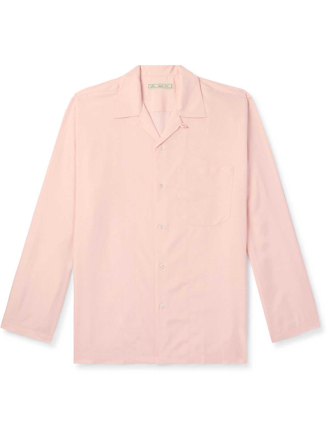 Umit Benan B+ Camp-collar Silk-poplin Shirt In Pink