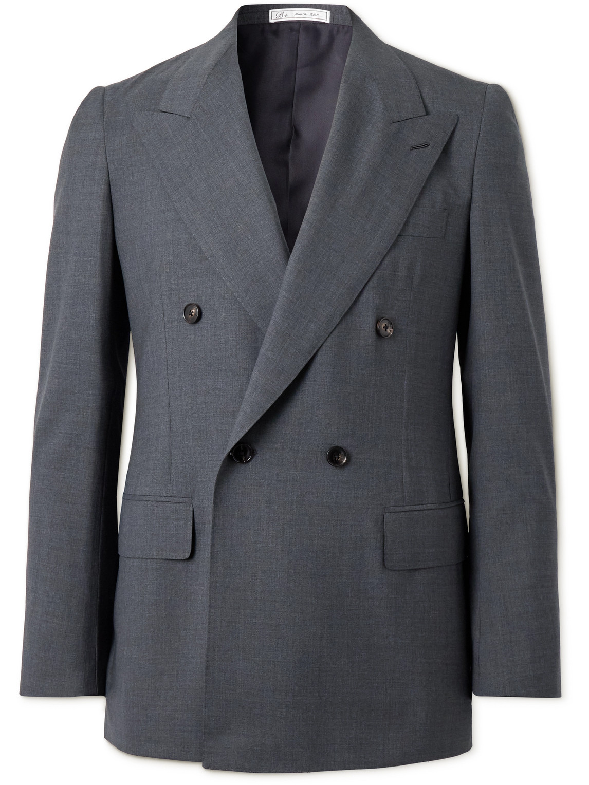 Umit Benan B+ Double-breasted Wool Suit Jacket In Grey
