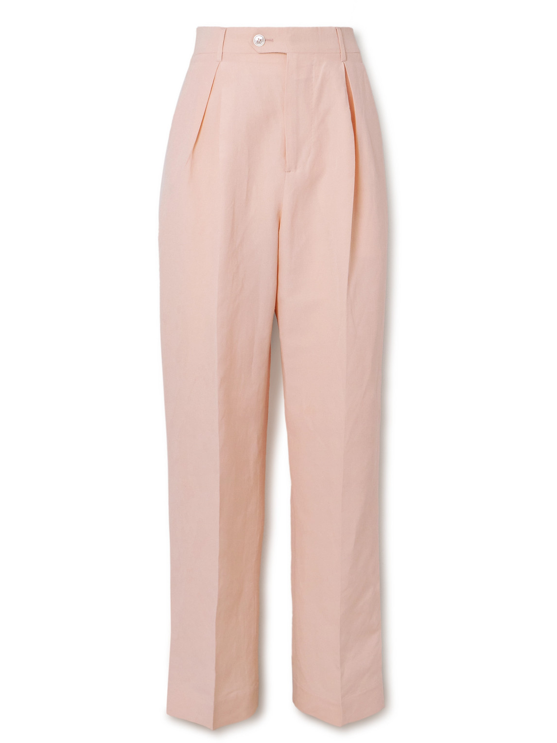 Umit Benan B+ Wide-leg Pleated Linen Suit Trousers In Pink