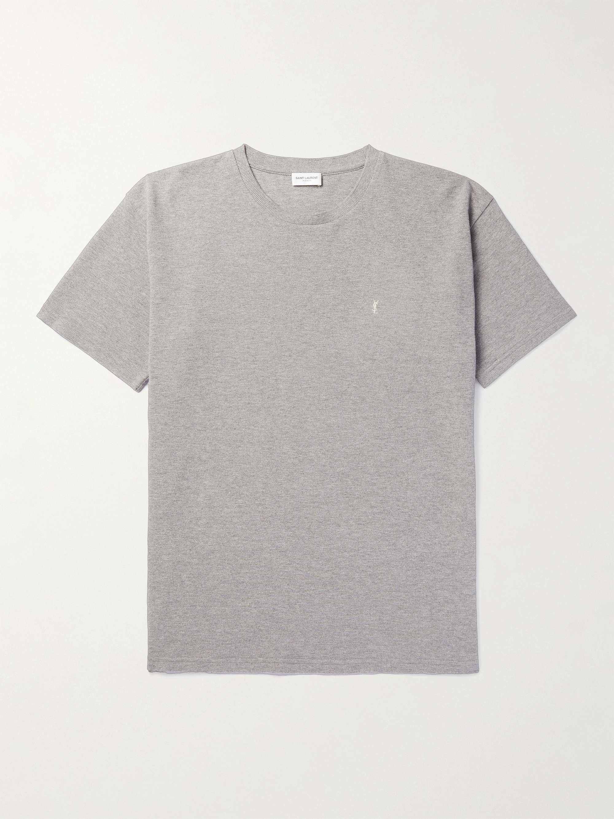 SAINT LAURENT Logo-Embroidered Cotton-Blend Piqué T-Shirt for Men | MR  PORTER