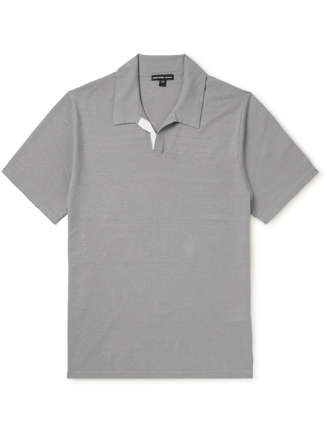 James Perse Linen-blend Polo Shirt In Gray