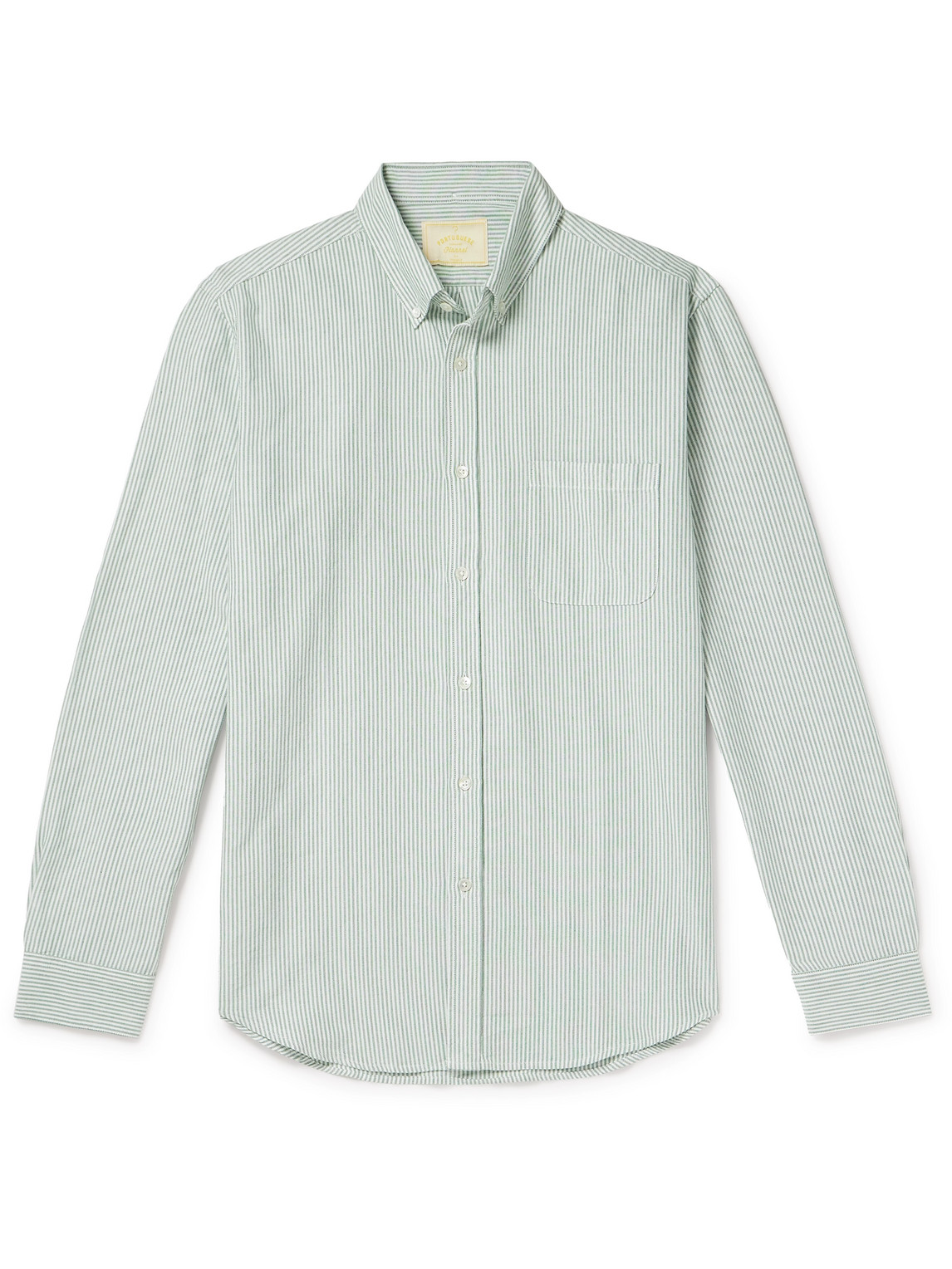 Portuguese Flannel Belavista Button-down Collar Striped Cotton Oxford Shirt In Green