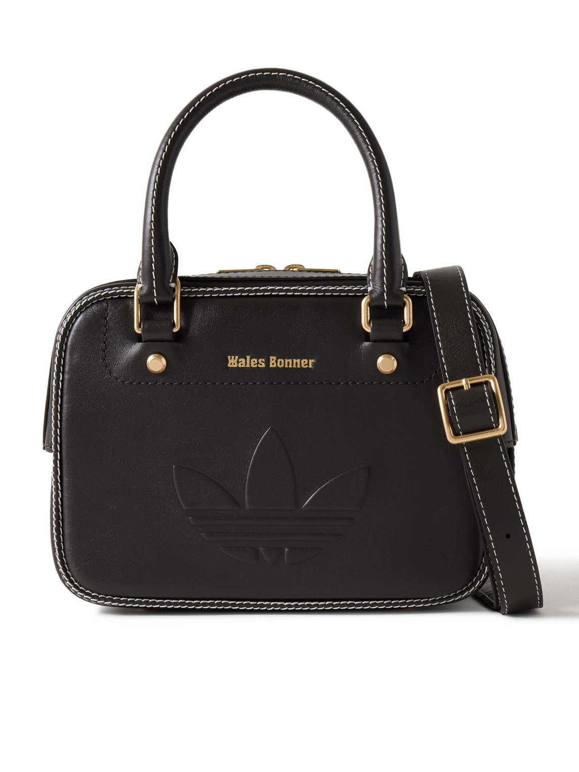 Adidas Originals Wales Bonner Small Logo-embossed Leather Messenger Bag In Black