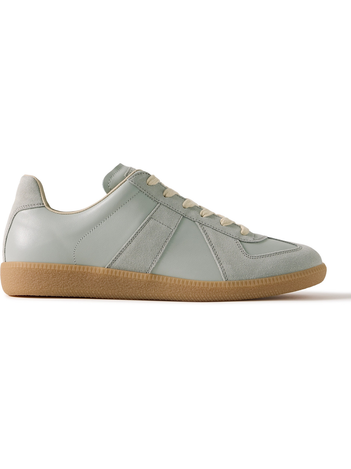 Maison Margiela Replica Leather And Suede Sneakers In Gray