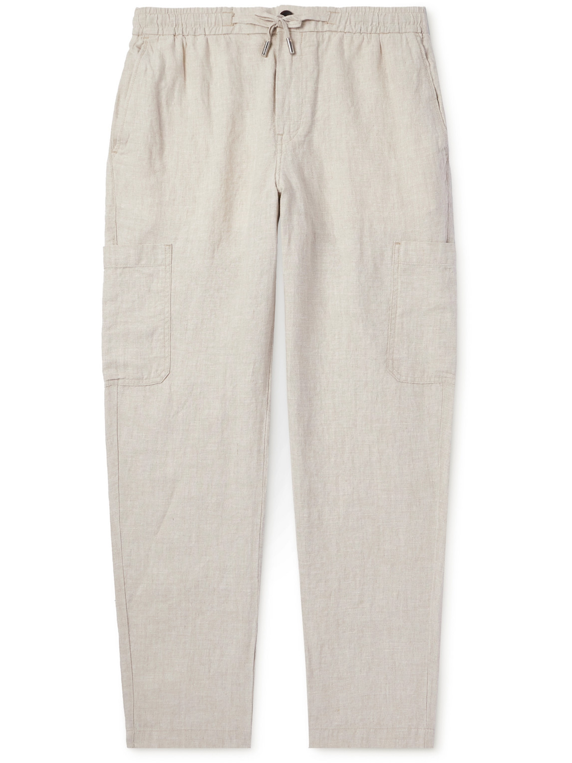 Tapered Linen Drawstring Cargo Trousers