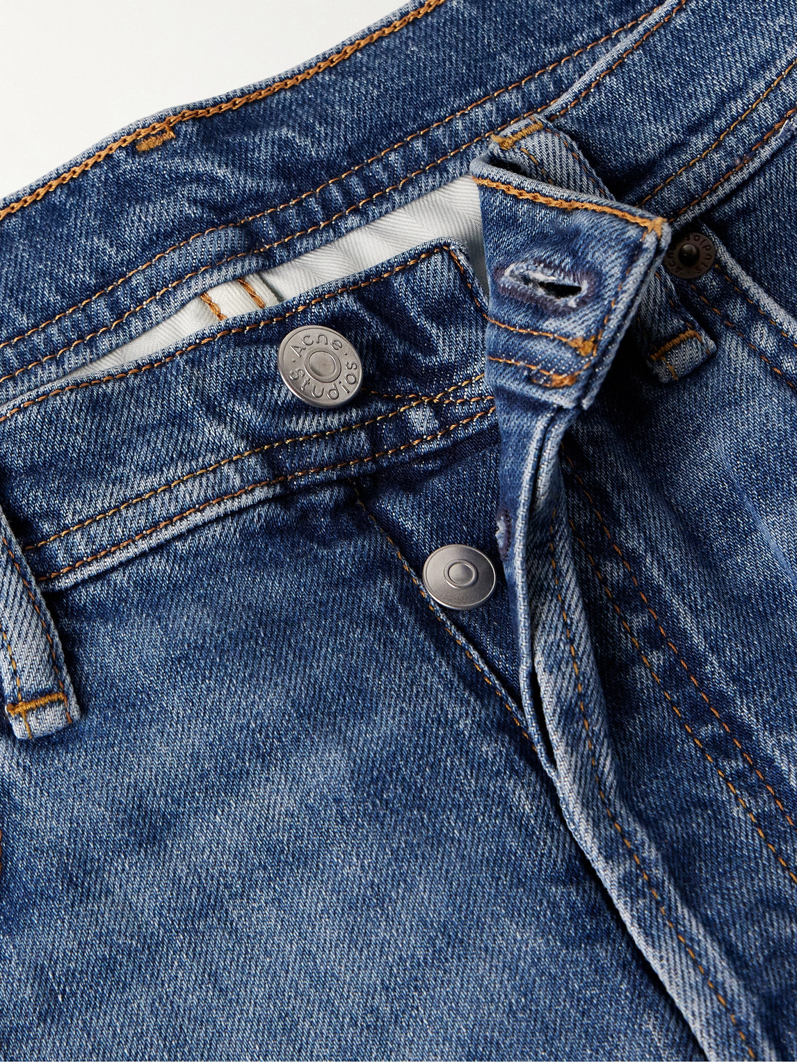 Shop Acne Studios River Slim-fit Tapered Stretch-denim Jeans In Blue