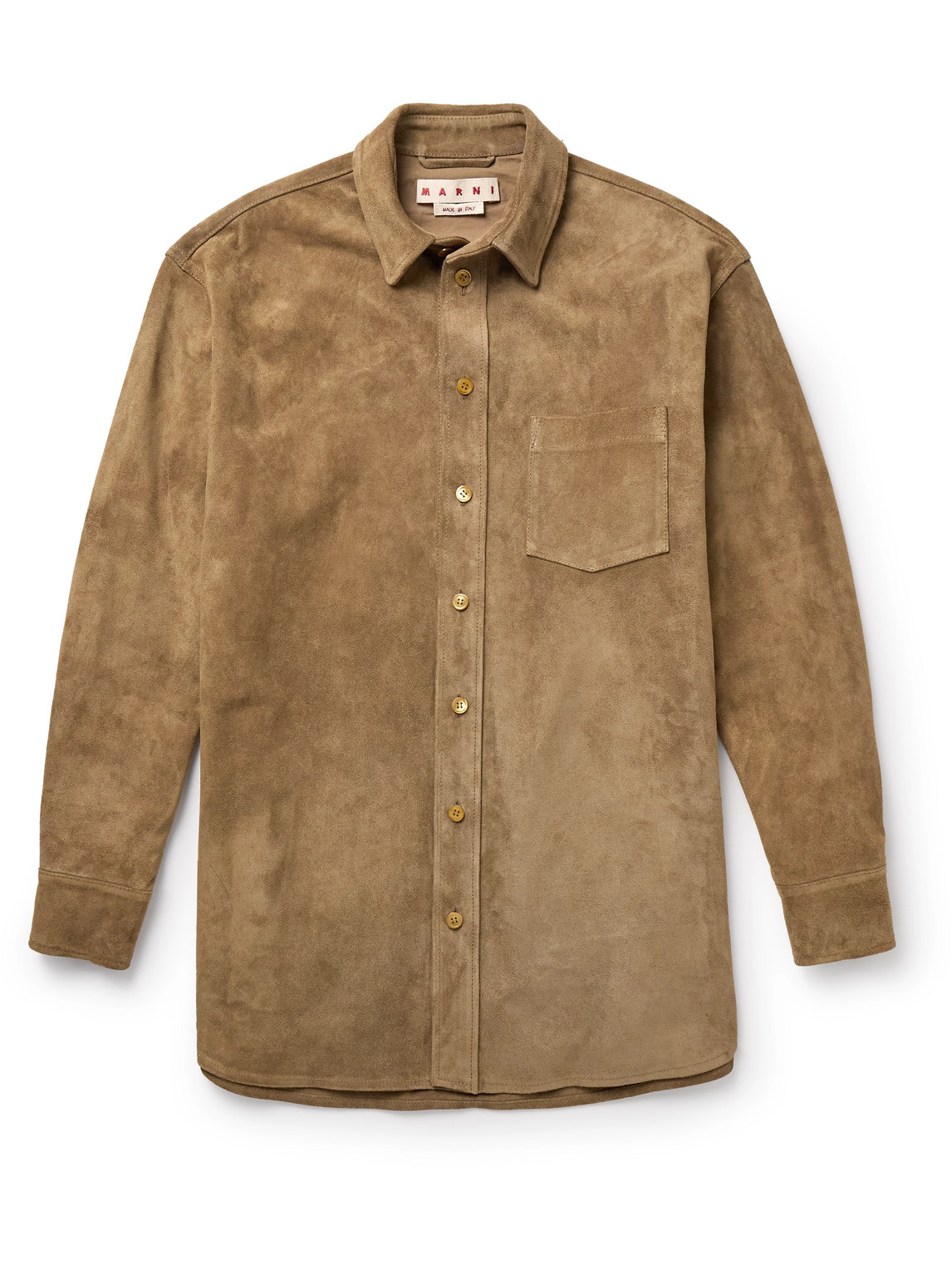 Marni Suede Overshirt In Brown