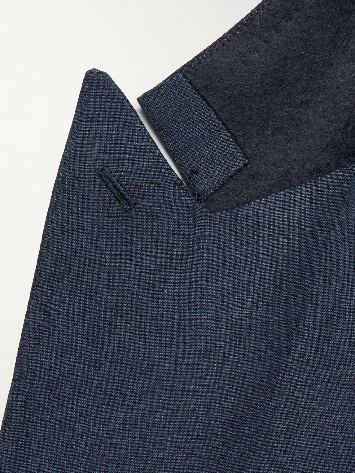 Shop De Petrillo Double-breasted Linen Suit Jacket In Blue