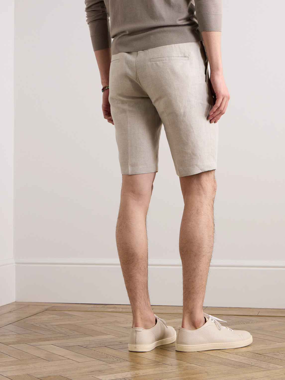 Shop De Petrillo Tapered Linen Drawstring Shorts In Neutrals