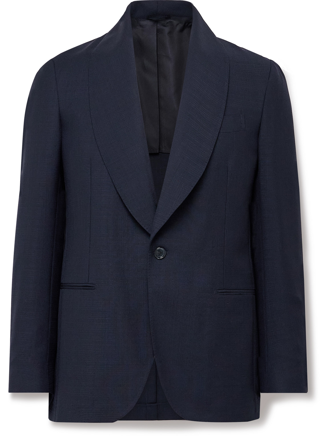 De Petrillo Slim-fit Shawl-collar Virgin Wool And Mohair-blend Tuxedo Jacket In Blue