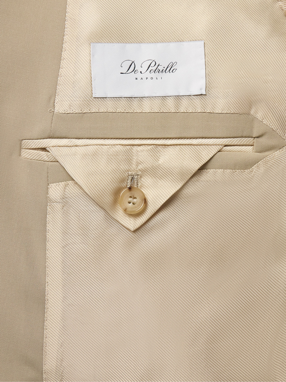 Shop De Petrillo Sorrento Double-breasted Virgin Wool-twill Tuxedo Jacket In Neutrals