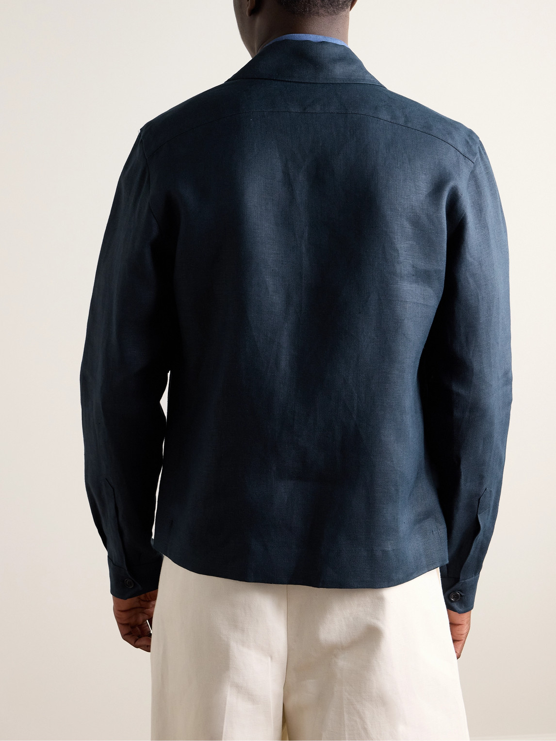 Shop De Petrillo Linen Jacket In Blue