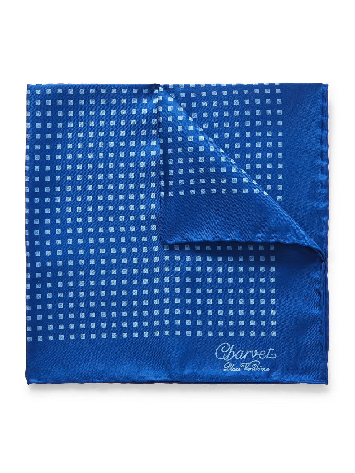 Charvet Printed Silk-twill Pocket Sqaure In Blue