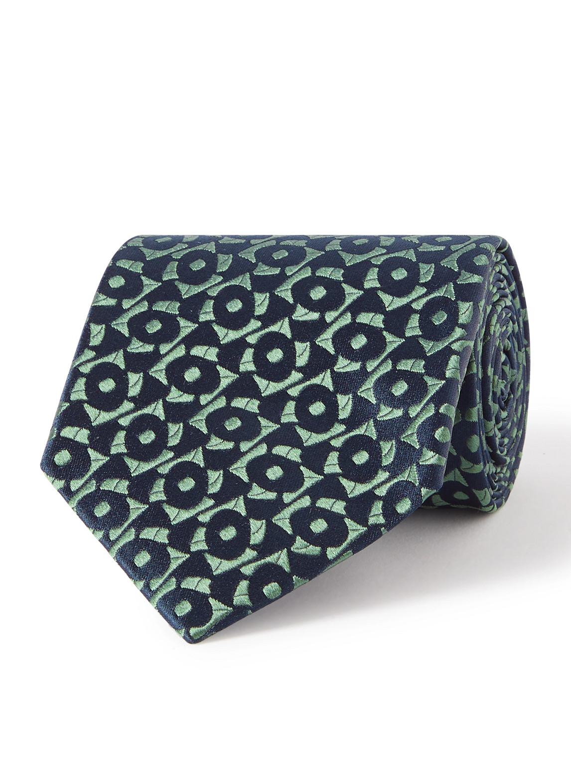 Charvet 8.5cm Silk-jacquard Tie In Green