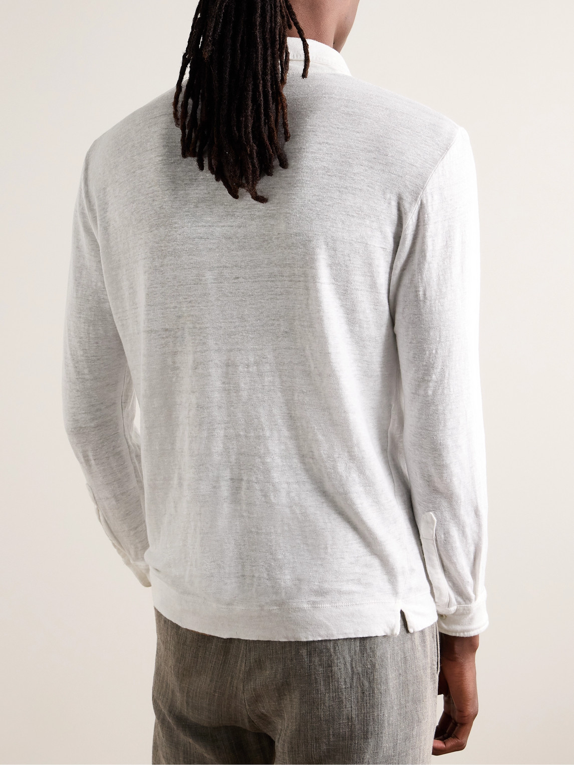 Shop Massimo Alba Raya Slim-fit Linen Polo Shirt In White
