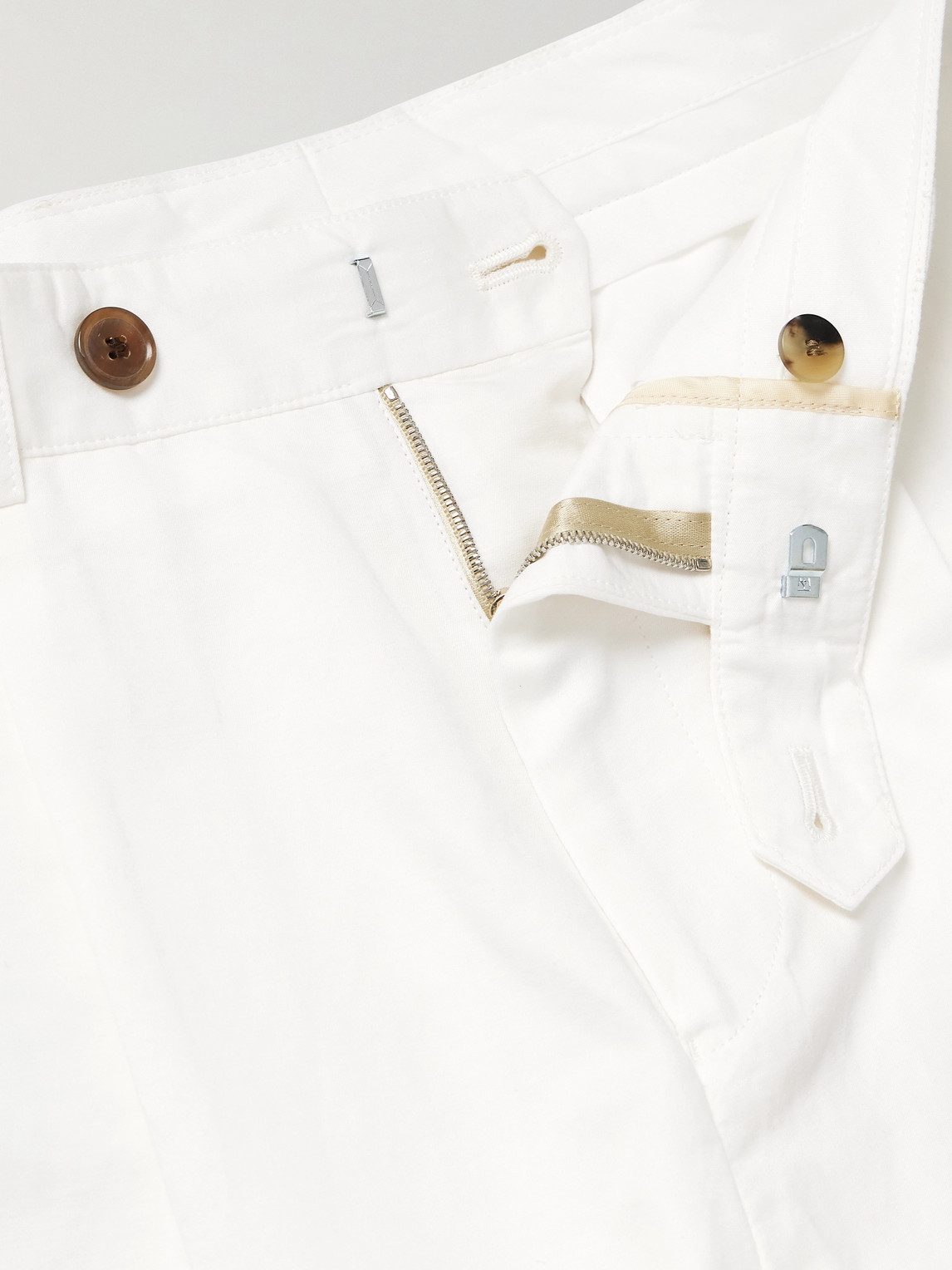 Shop Paul Smith Tapered Pleated Cotton And Ramie-blend Trousers In White