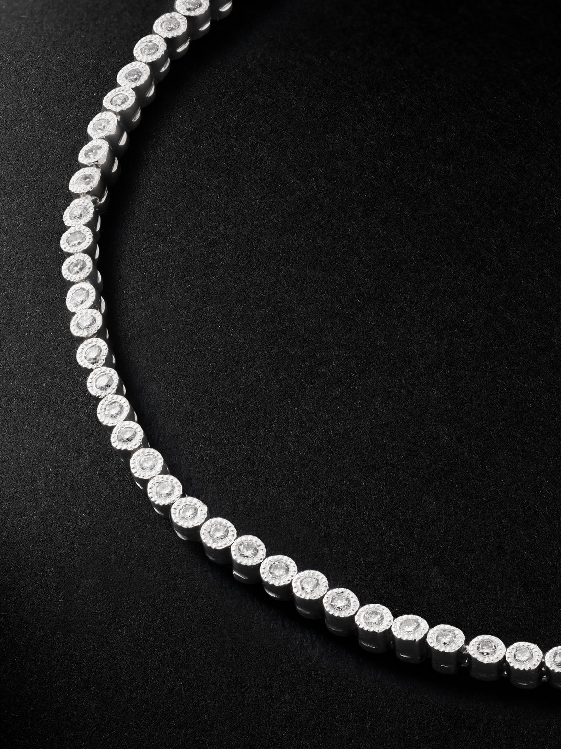 Shop Greg Yuna Black Rhodium-plated White Gold Diamond Tennis Bracelet In Silver