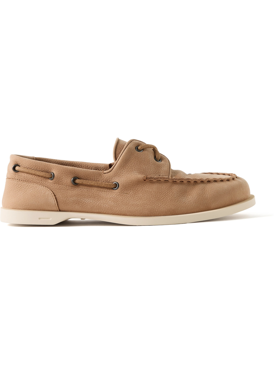 John Lobb Foil Leather Boat Shoes In Brown