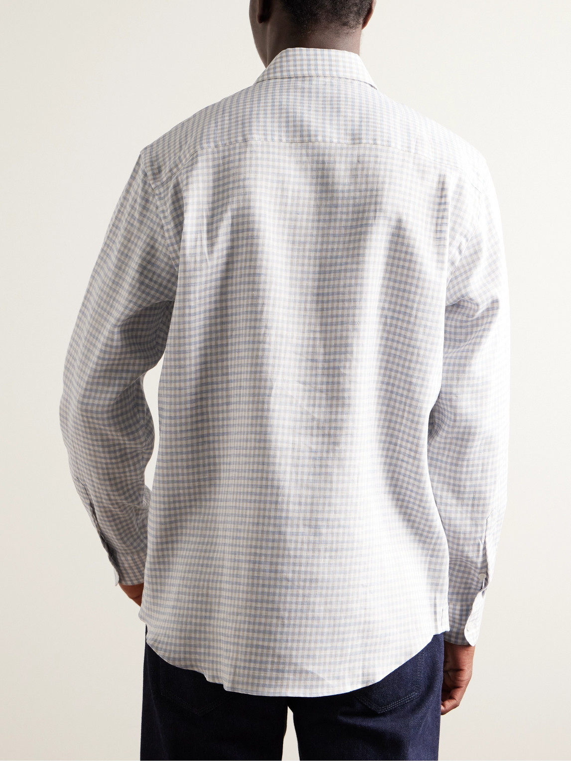 Shop Purdey Checked Linen Shirt In Blue