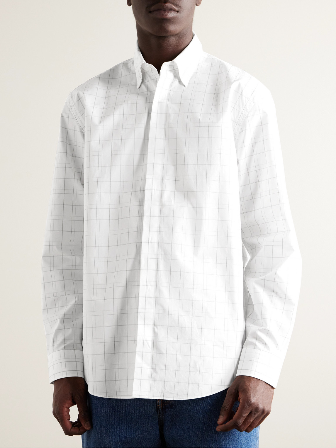 Shop Purdey Checked Cotton-poplin Shirt In White