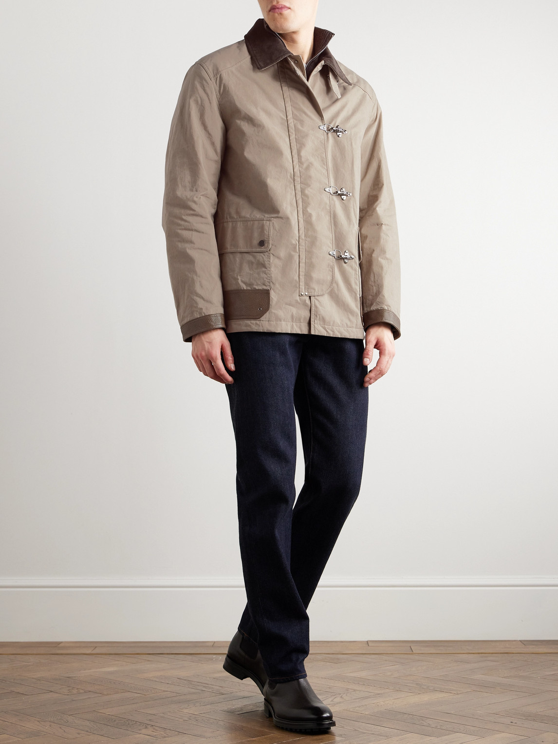 Shop Purdey Latch Corduroy And Leather-trimmed Cotton-canvas Coat In Unknown