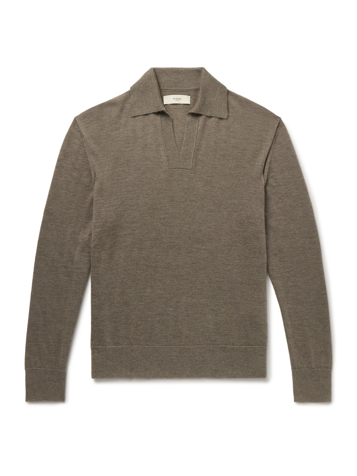 Purdey Duke Slim-fit Worsted Cashmere Polo Shirt In Brown
