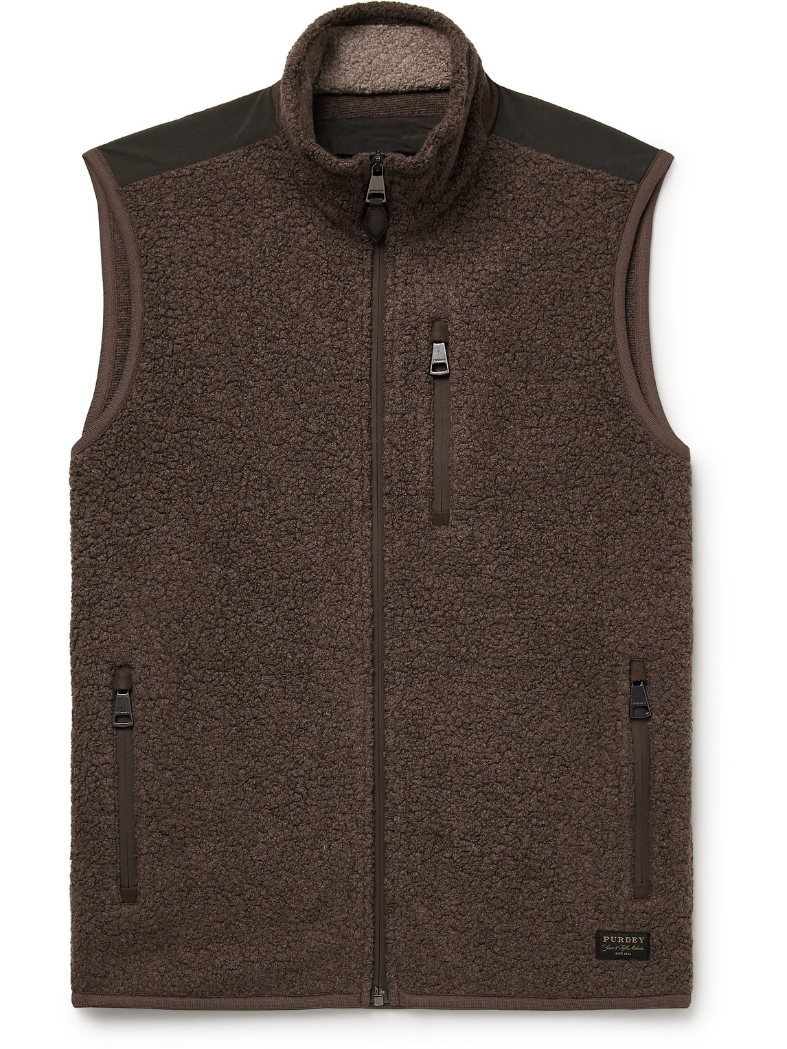 Purdey Shell-trimmed Bouclé Gilet In Brown