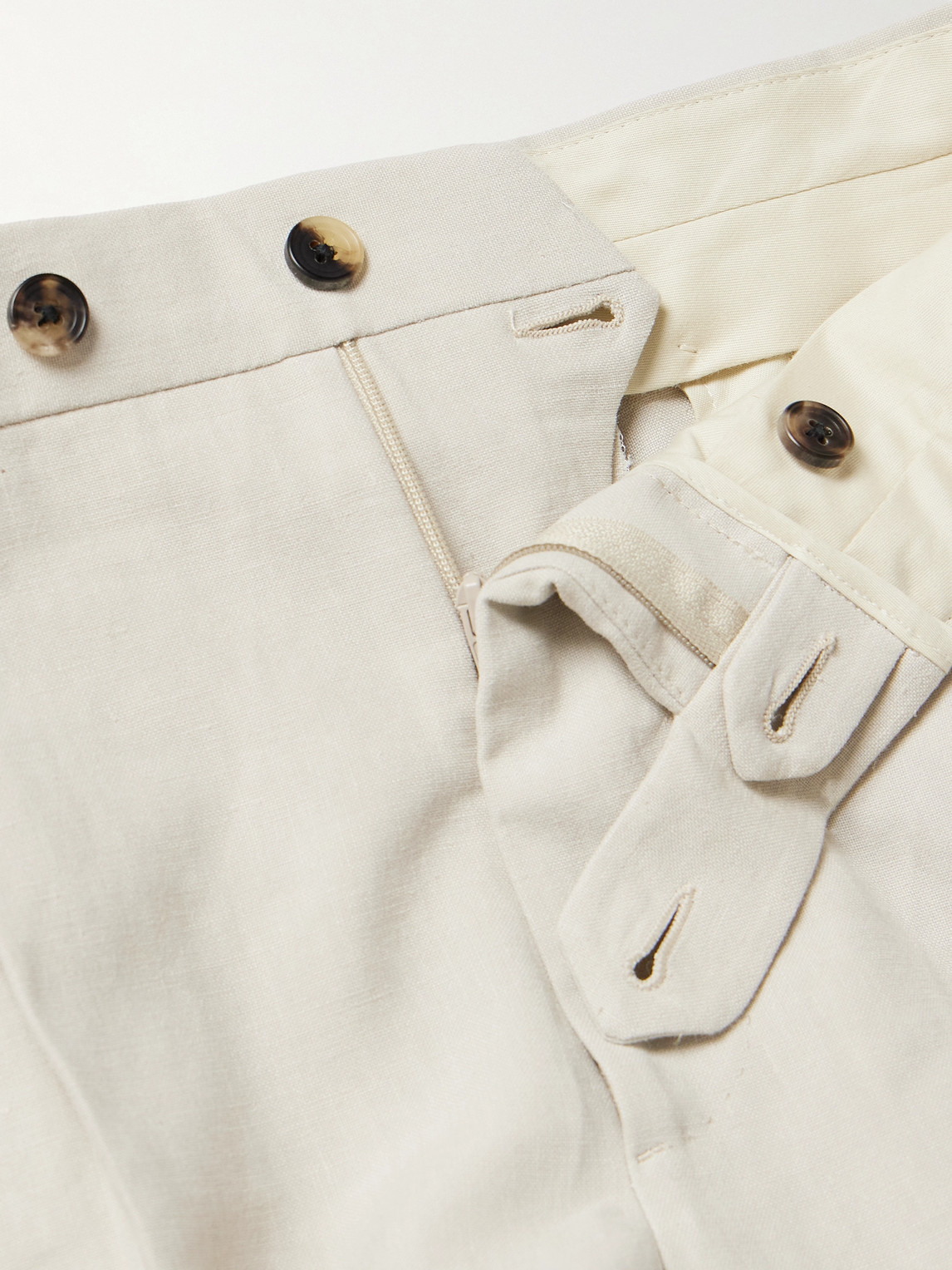 Shop Thom Sweeney Tapered Pleated Linen Suit Trousers In Neutrals
