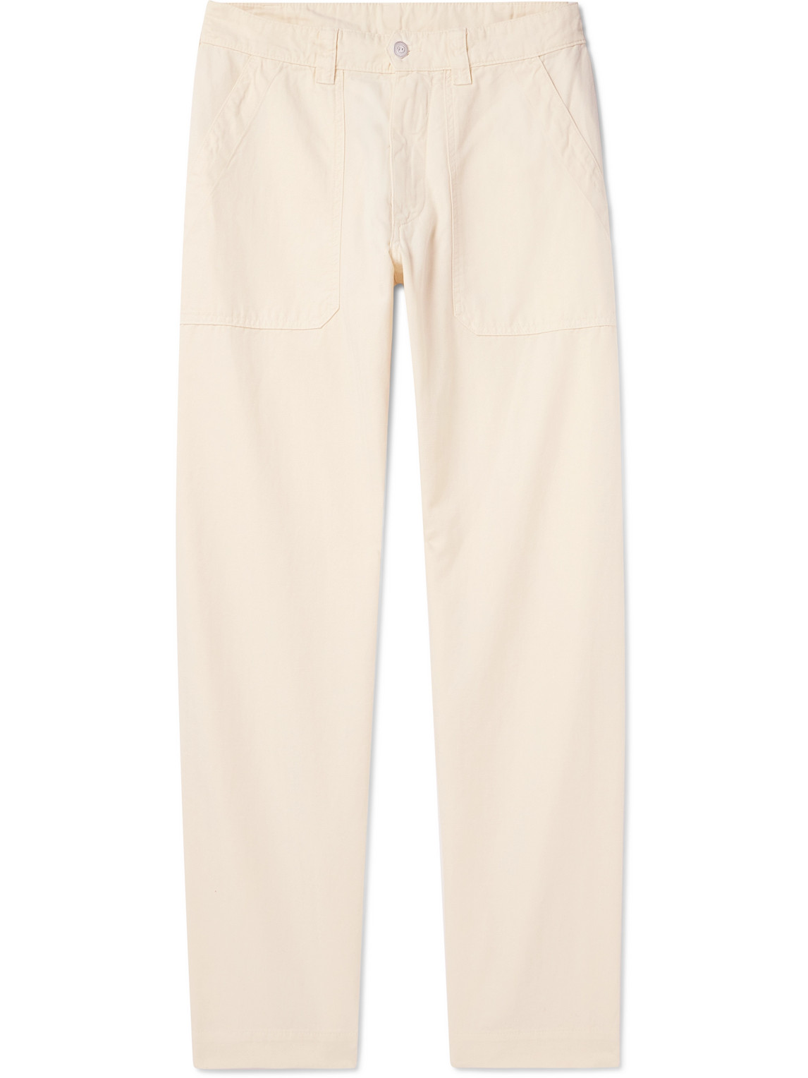 Drake's Tapered Herringbone Cotton And Linen-blend Twill Trousers In Neutrals