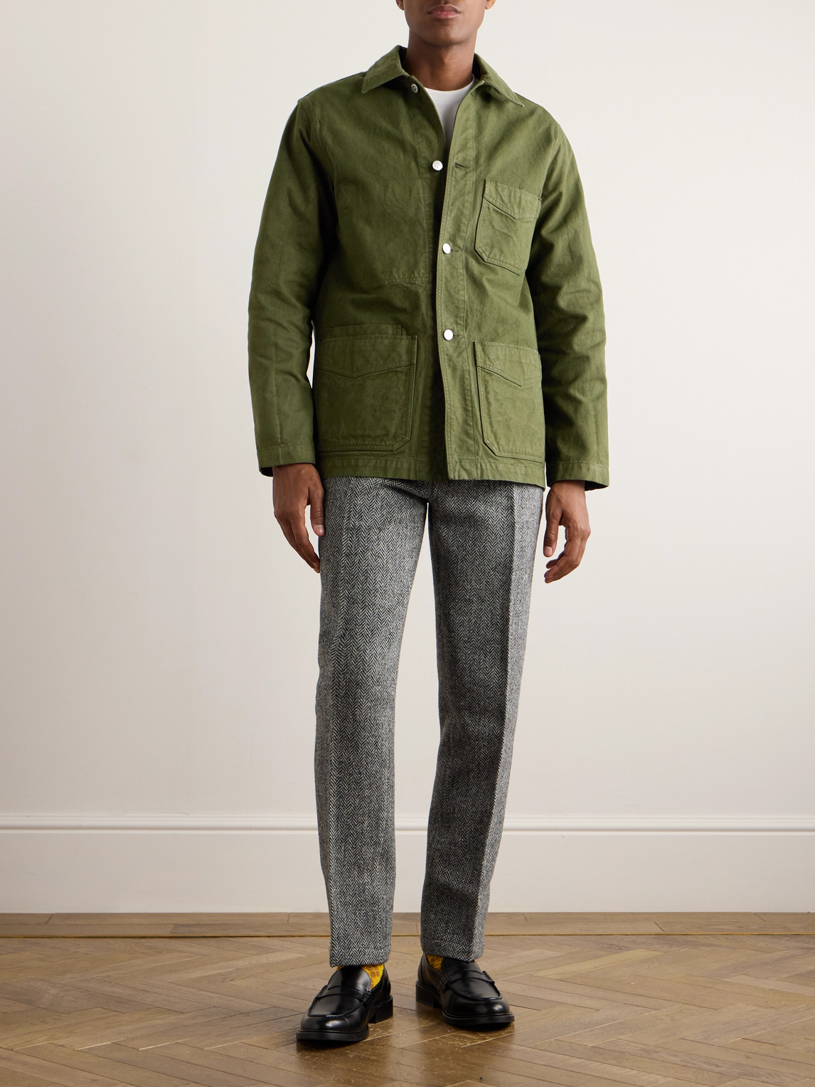 Shop Drake's Duck Cotton-canvas Chore Jacket In Green