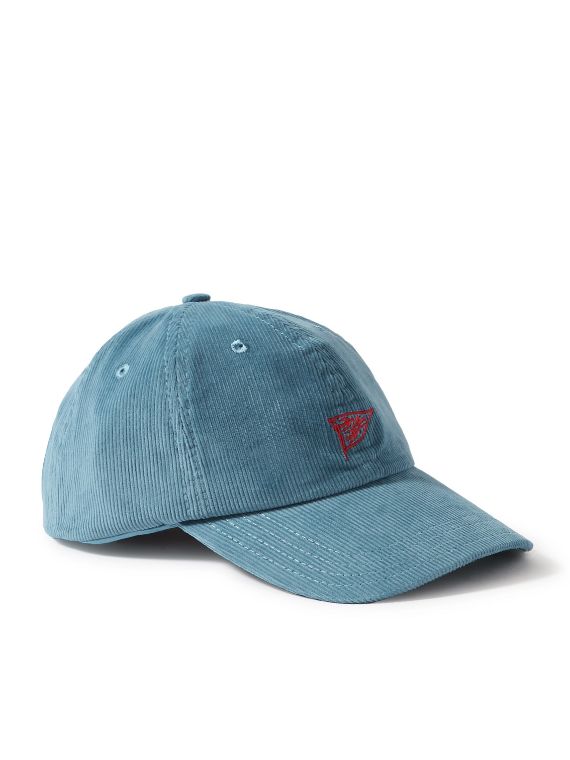 Drake's Pigeon Embroidered Cotton-corduroy Baseball Cap In Blue