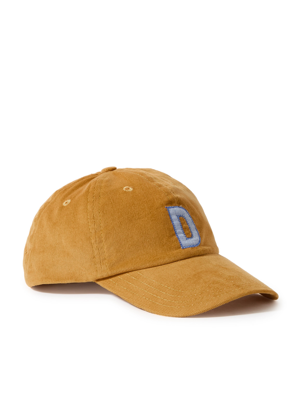 Drake's Logo-appliquéd Cotton-corduroy Baseball Cap In Yellow