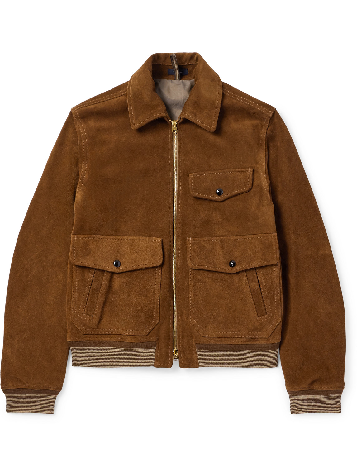 Drake's A2 Suede Bomber Jacket In Brown