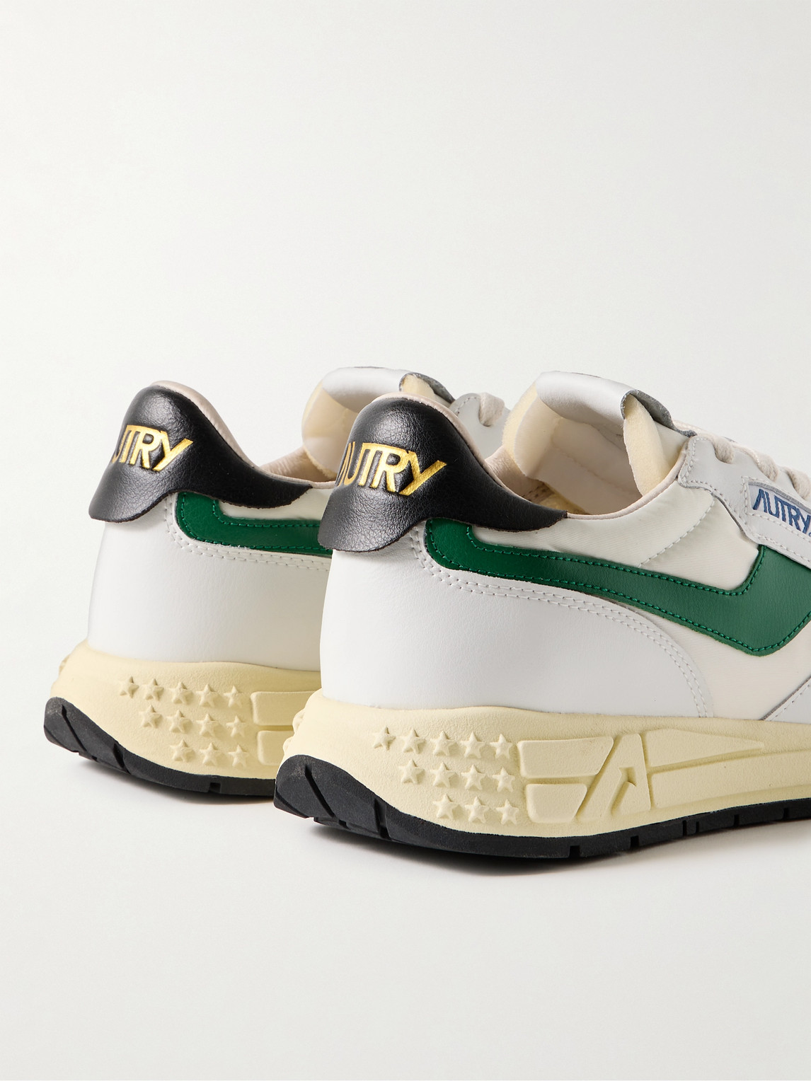 Shop Autry Reelwind Leather And Nylon Sneakers In Neutrals