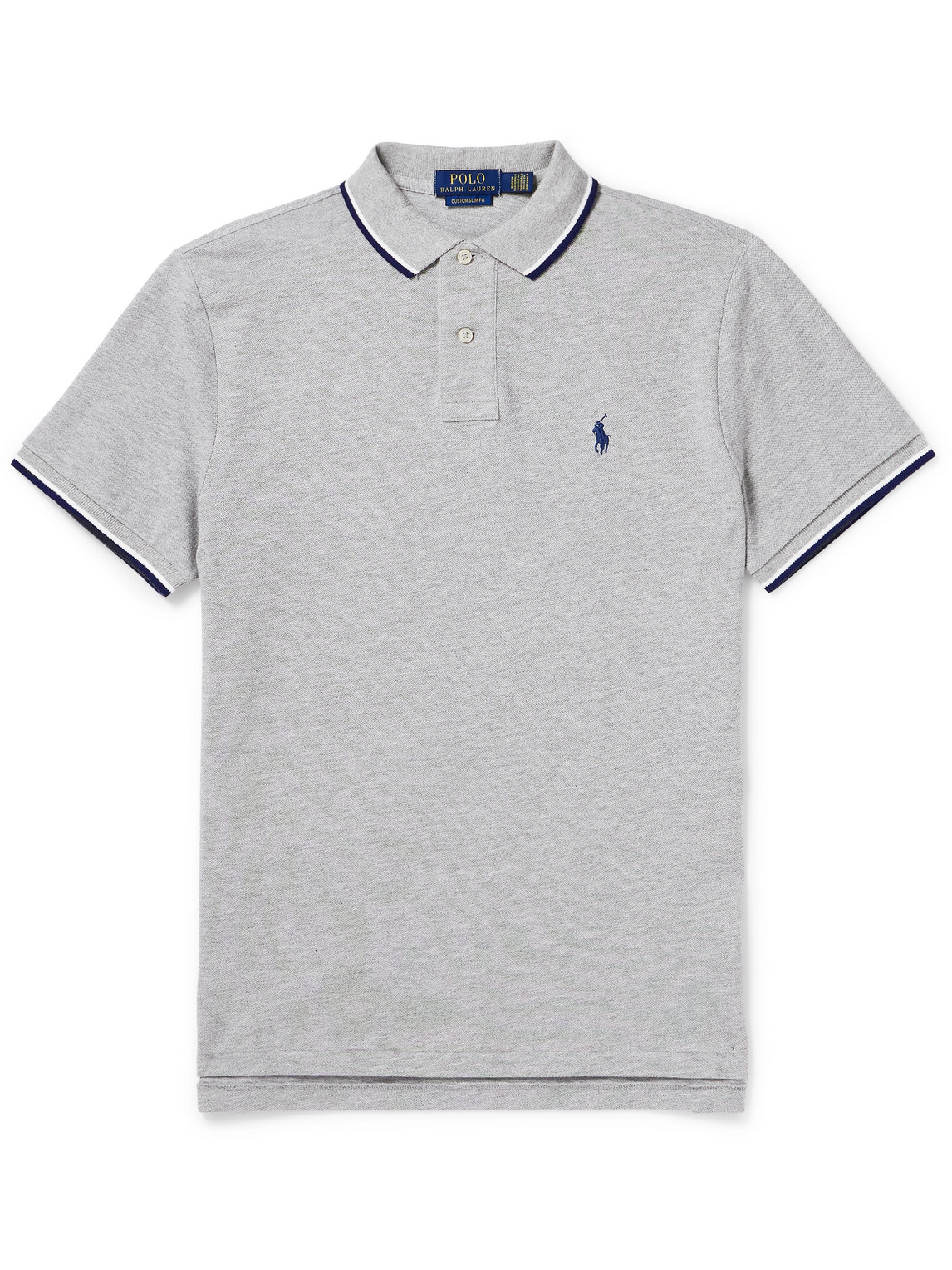 Polo Ralph Lauren Slim-fit Logo-embroidered Cotton-piqué Polo Shirt In Gray